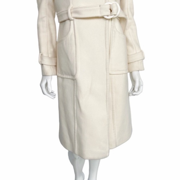 BebeWomen's Cream Wool Blend Rabbit Fur Collar Pea CoatSize: S